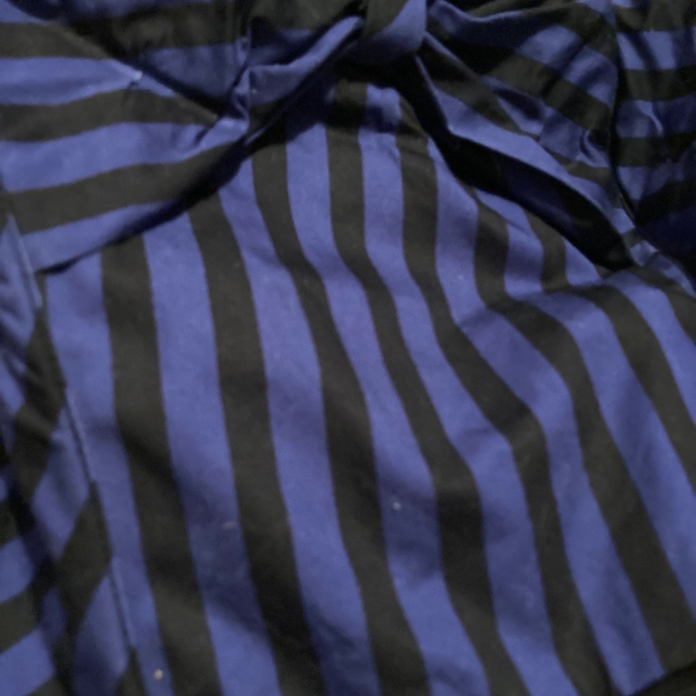 Maeve Anthropologie Choir Girl Black Blue Striped Romper Shorts 0 XS - Picture 3 of 8